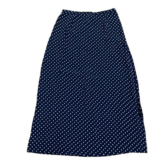 JM Collection Jennifer Moore Midi Skirt Polka Dot indigo harvest sun blue sz 10 - Picture 1 of 12